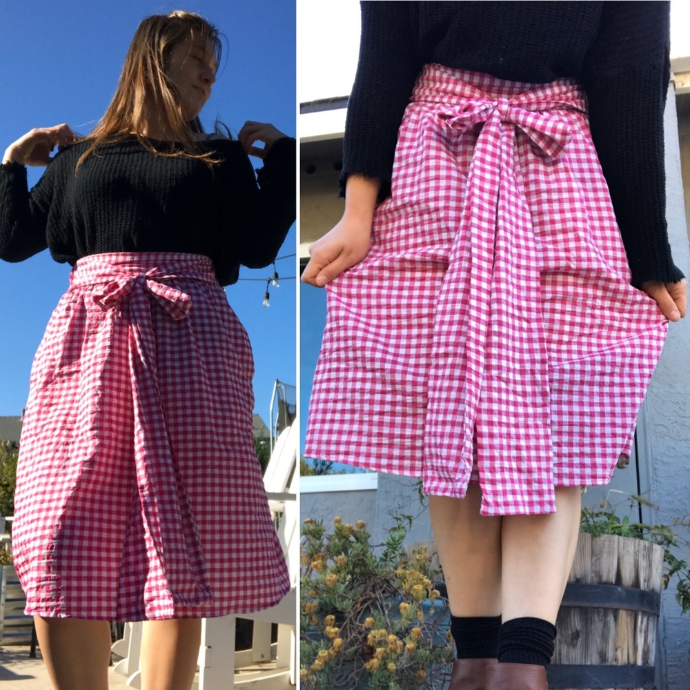 Pink & white Gingham Zara Basics Skirt